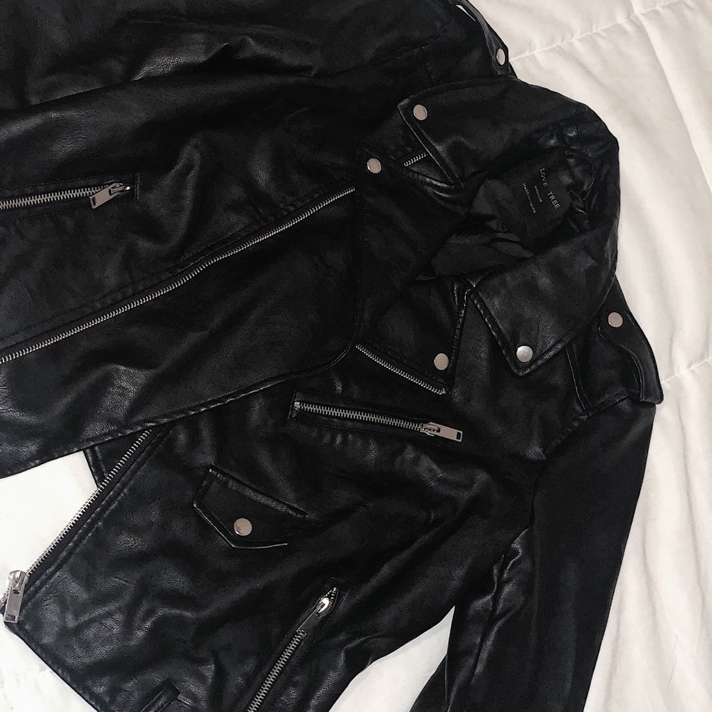 Faux leather moto jacket